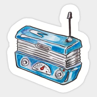 Little Blue Retro Radio Sticker